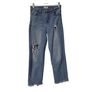 Rachel Rachel Roy Blue Distressed Denim High Waisted Cropped Jeans Size 8 29